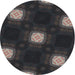 Sideview of Patterned Black Novelty Rug, pat3604