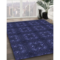 Patterned Night Blue Rug, pat3605blu