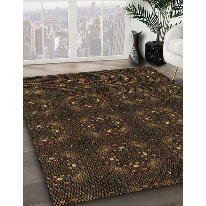 Machine Washable Transitional Red Brown Rug in a Family Room, wshpat3605brn
