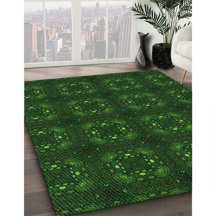 Machine Washable Transitional Green Rug in a Family Room, wshpat3605grn