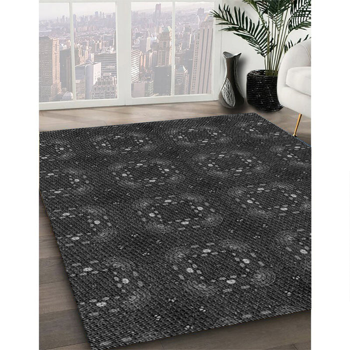 Patterned Midnight Gray Rug in Family Room, pat3605gry