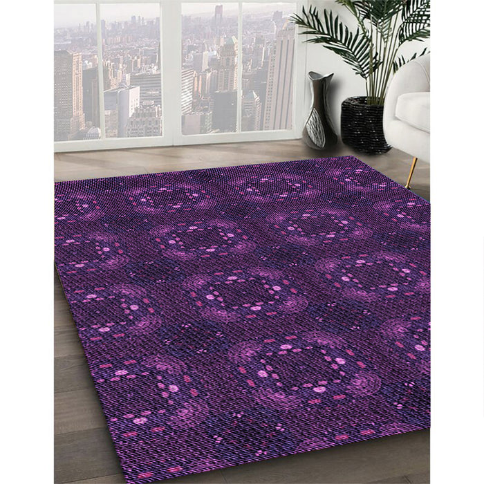 Patterned Dark Purple Rug in Family Room, pat3605pur