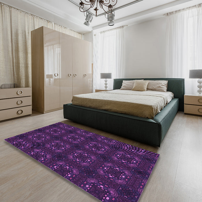 Patterned Dark Purple Rug in a Bedroom, pat3605pur