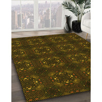 Patterned Dark Bronze Brown Rug, pat3605yw