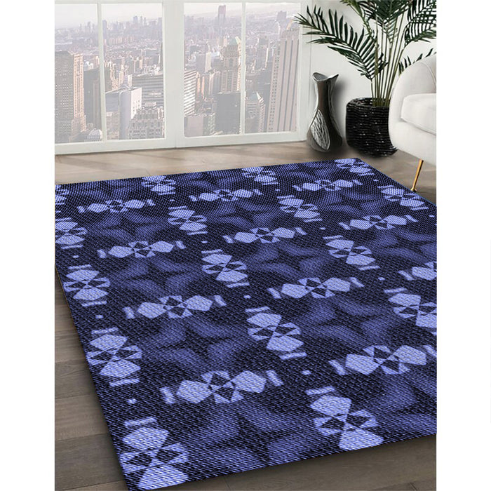 Machine Washable Transitional Night Blue Rug in a Family Room, wshpat3606blu