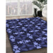 Patterned Night Blue Rug in Family Room, pat3606blu