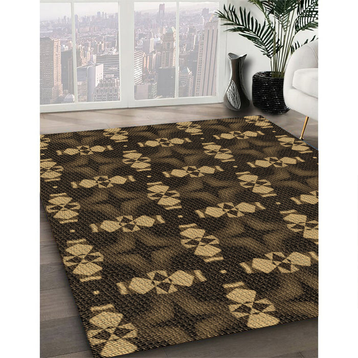 Patterned Light Brown Rug in Family Room, pat3606brn