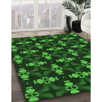 Patterned Dark Forest Green Rug, pat3606grn
