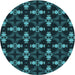 Square Patterned Deep Teal Green Rug, pat3606lblu