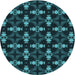 Square Machine Washable Transitional Deep Teal Green Rug in a Living Room, wshpat3606lblu