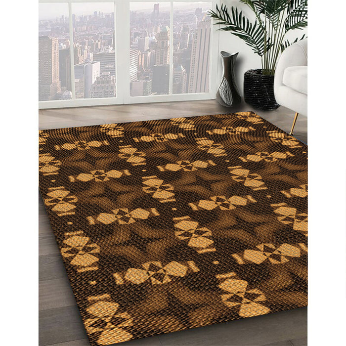 Machine Washable Transitional Black Brown Rug in a Family Room, wshpat3606org