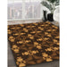 Patterned Black Brown Rug in Family Room, pat3606org