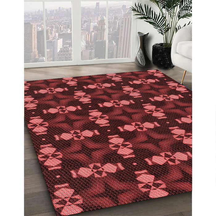 Machine Washable Transitional Red Rug in a Family Room, wshpat3606rd