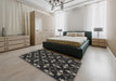 Machine Washable Transitional Army Brown Rug in a Bedroom, wshpat3606