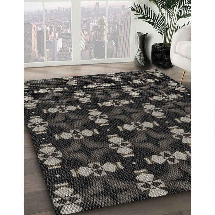Patterned Army Brown Novelty Rug in Family Room, pat3606