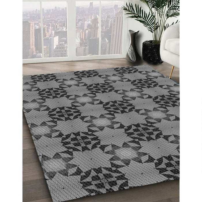 Patterned Gunmetal Gray Rug in Family Room, pat3607gry