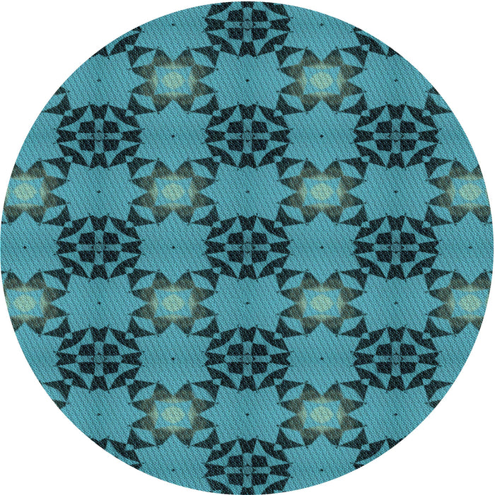 Square Machine Washable Transitional Dark Turquoise Green Rug in a Living Room, wshpat3607lblu