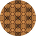 Square Patterned Saddle Brown Rug, pat3607org