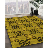 Patterned Dark Bronze Brown Rug, pat3607yw
