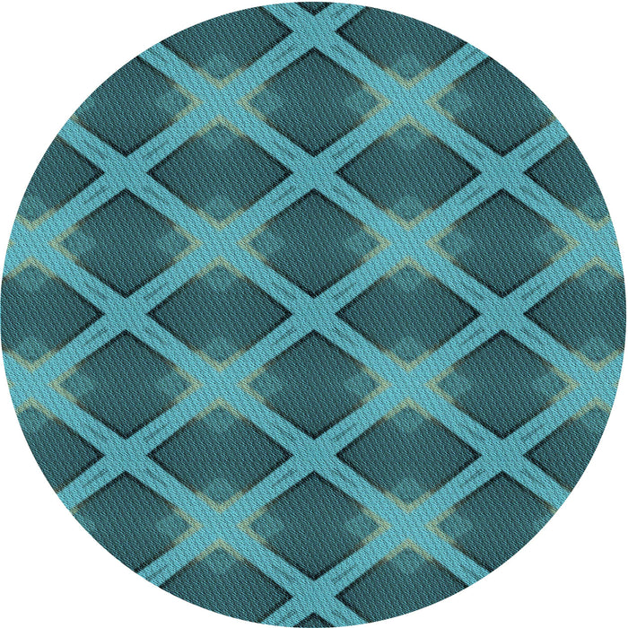 Square Patterned Dark Turquoise Green Rug, pat3608lblu