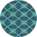 Square Patterned Dark Turquoise Green Rug, pat3608lblu