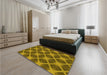 Patterned Dark Bronze Brown Rug in a Bedroom, pat3608yw