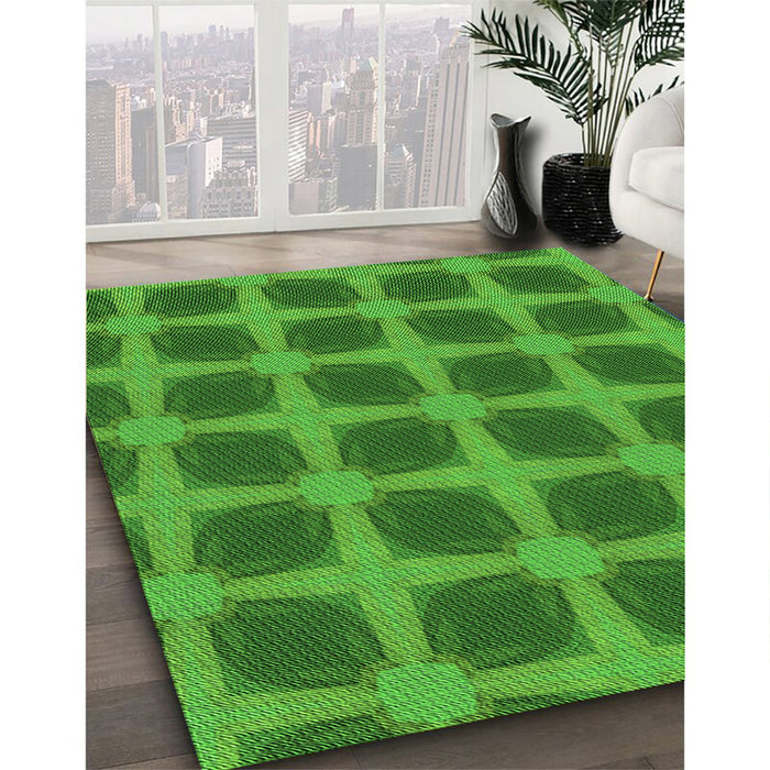 Patterned Green Rug in Family Room, pat3609grn