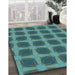 Machine Washable Transitional Medium Teal Green Rug in a Family Room, wshpat3609lblu