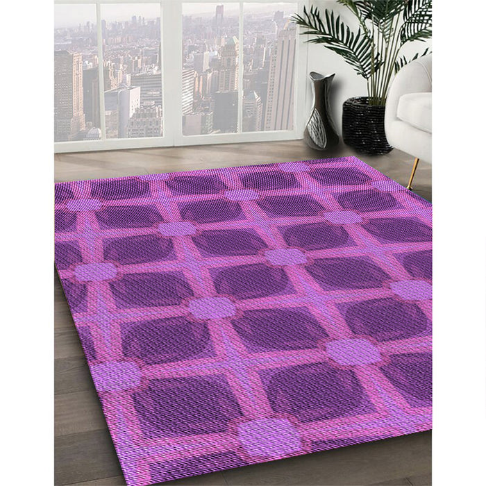 Patterned Dark Orchid Purple Rug in Family Room, pat3609pur