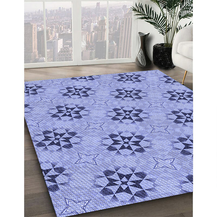 Machine Washable Transitional Jeans Blue Rug in a Family Room, wshpat3610blu