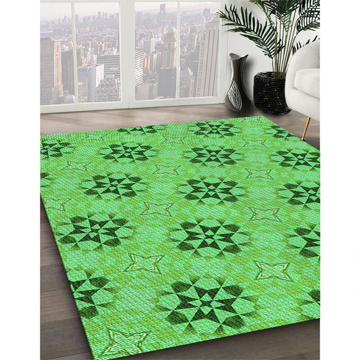 Machine Washable Transitional Neon Green Rug in a Family Room, wshpat3610grn