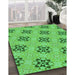 Patterned Neon Green Rug in Family Room, pat3610grn
