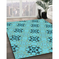Patterned Deep-Sea Green Rug, pat3610lblu