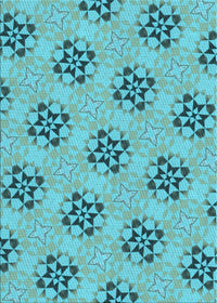 Machine Washable Transitional Deep-Sea Green Rug, wshpat3610lblu