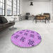 Round Patterned Violet Purple Rug in a Office, pat3610pur