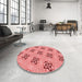 Round Patterned Light Coral Pink Rug in a Office, pat3610rd