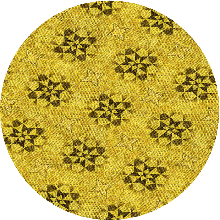 Square Patterned Dark Golden Brown Rug, pat3610yw