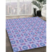 Machine Washable Transitional Medium Slate Blue Rug in a Family Room, wshpat3611blu