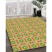 Machine Washable Transitional Neon Yellow Green Rug in a Family Room, wshpat3611brn