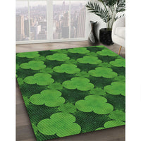 Patterned Deep Emerald Green Rug, pat3612grn