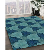 Patterned Medium Teal Green Rug, pat3612lblu