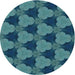 Square Patterned Medium Teal Green Rug, pat3612lblu