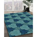 Machine Washable Transitional Medium Teal Green Rug in a Family Room, wshpat3612lblu