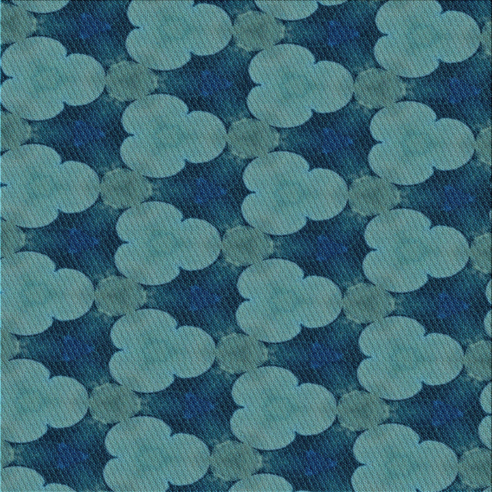 Round Patterned Medium Teal Green Rug, pat3612lblu