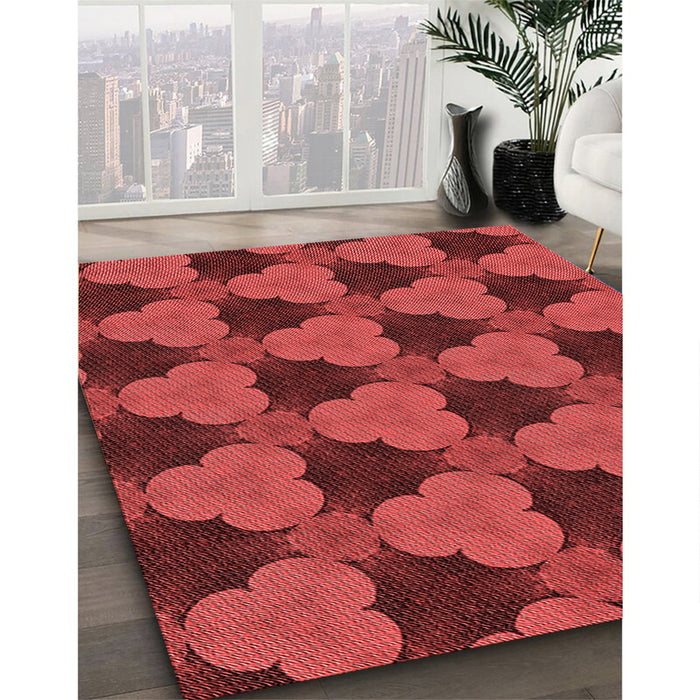 Machine Washable Transitional Tomato Red Rug in a Family Room, wshpat3612rd