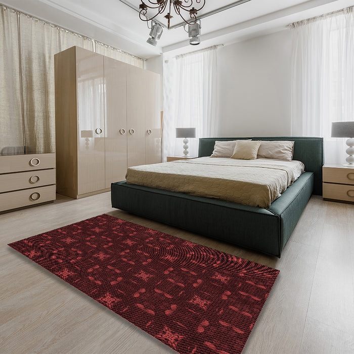 Round Machine Washable Transitional Black Brown Rug in a Office, wshpat3613rd