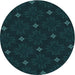 Square Patterned Deep Teal Green Rug, pat3614lblu