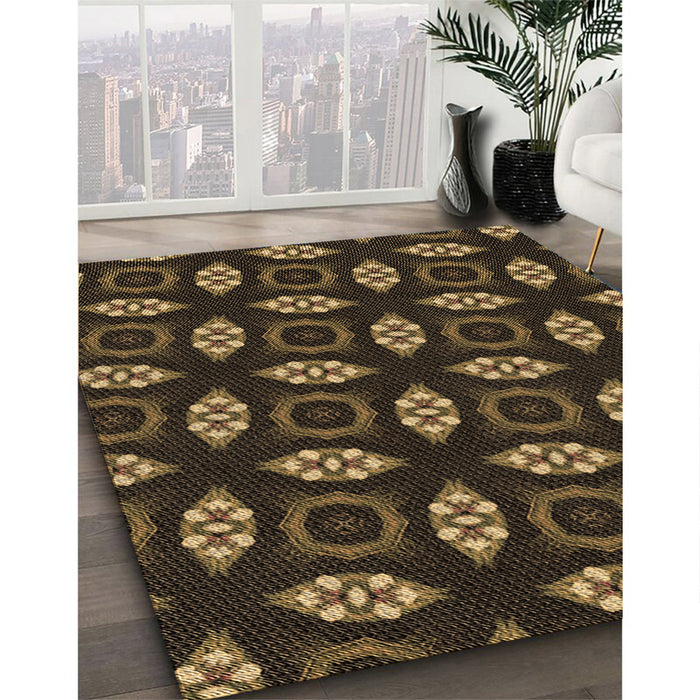 Machine Washable Transitional Light Brown Rug in a Family Room, wshpat3616brn
