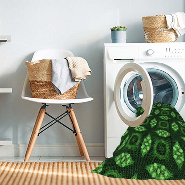 Machine Washable Transitional Dark Forest Green Rug in a Washing Machine, wshpat3616grn