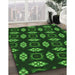 Patterned Dark Forest Green Rug in Family Room, pat3616grn